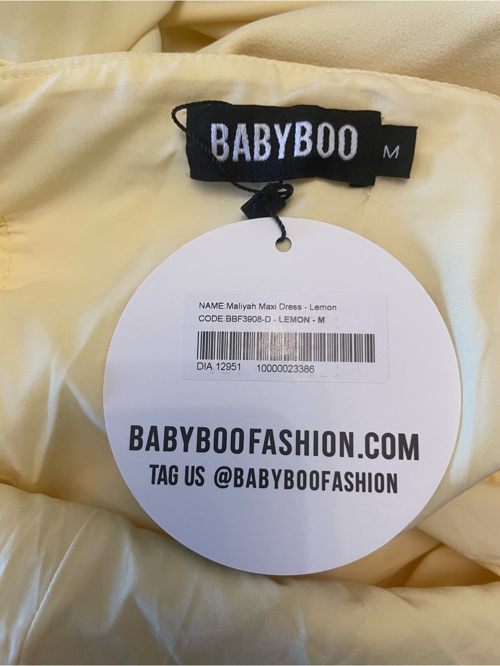 New BabyBoo Women MALIYAH MAXI DRESS LEMON Size Medium - Picture 14 of 16